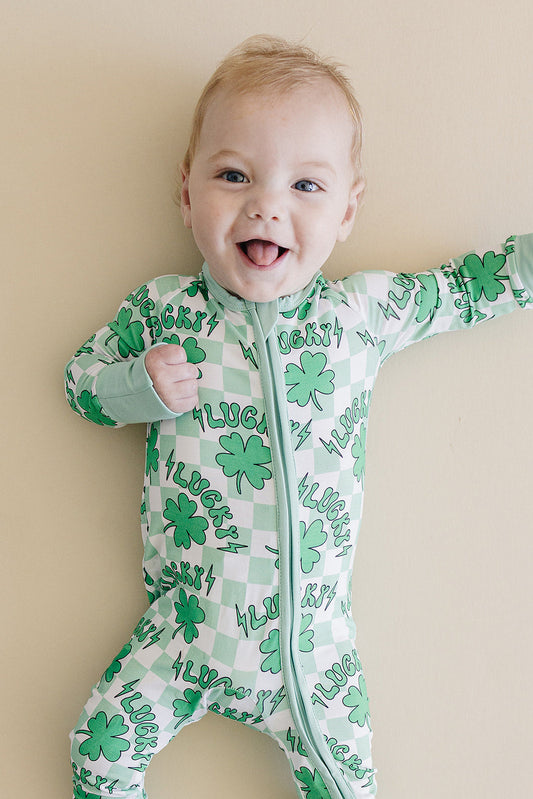 Bamboo Zip Romper | Lucky Shamrock