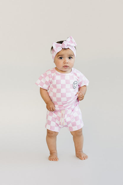 Checkered Shorts Set | Pink