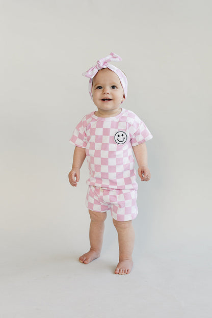 Checkered Shorts Set | Pink