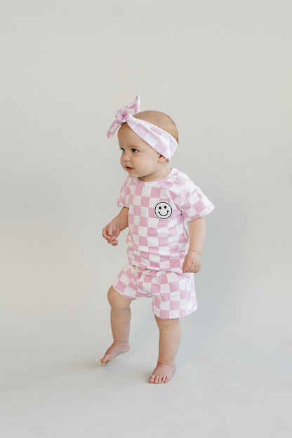 Checkered Shorts Set | Pink