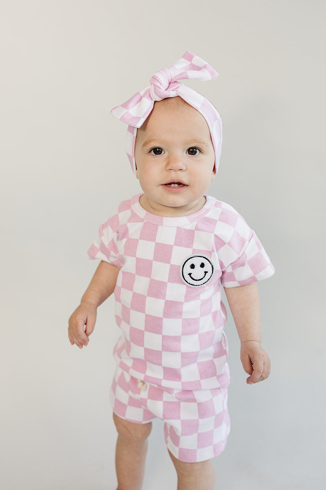 Checkered Shorts Set | Pink