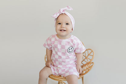 Checkered Shorts Set | Pink