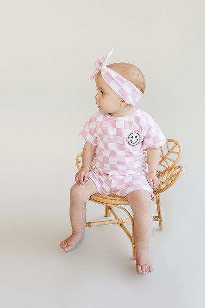 Checkered Shorts Set | Pink