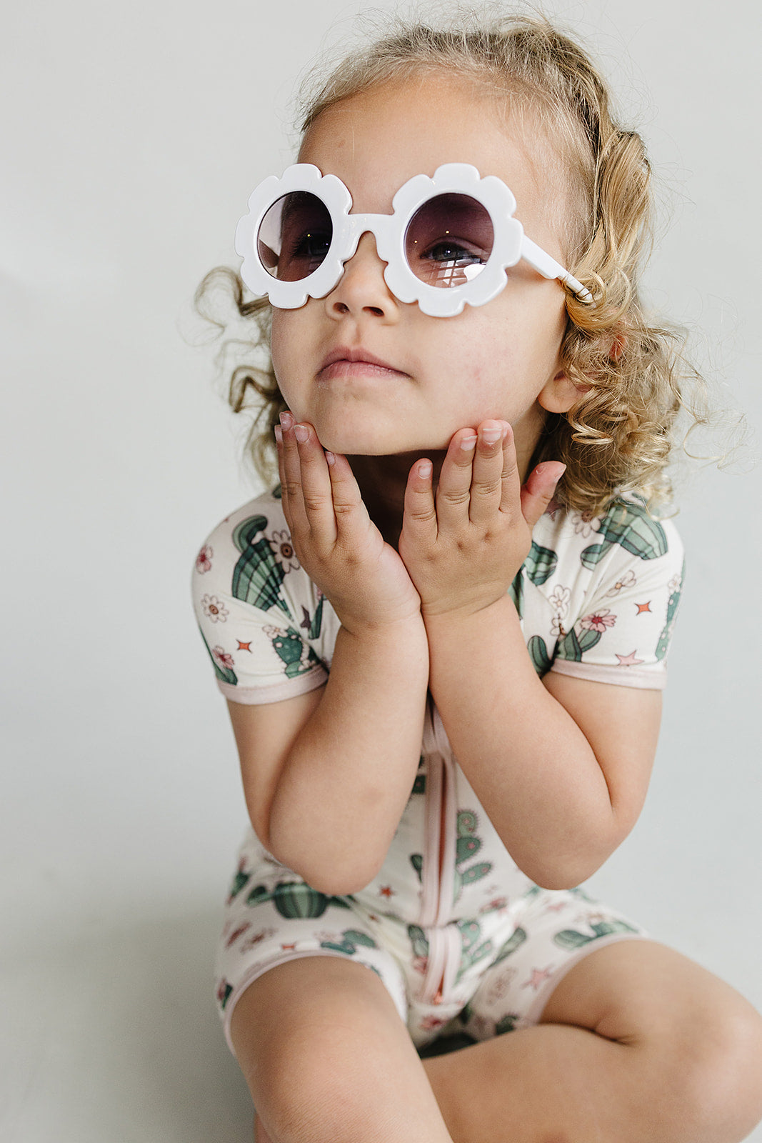 Bamboo Shorty Romper | Cactus Flowers