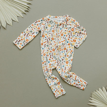Bamboo Zip Romper | Fall Flowers