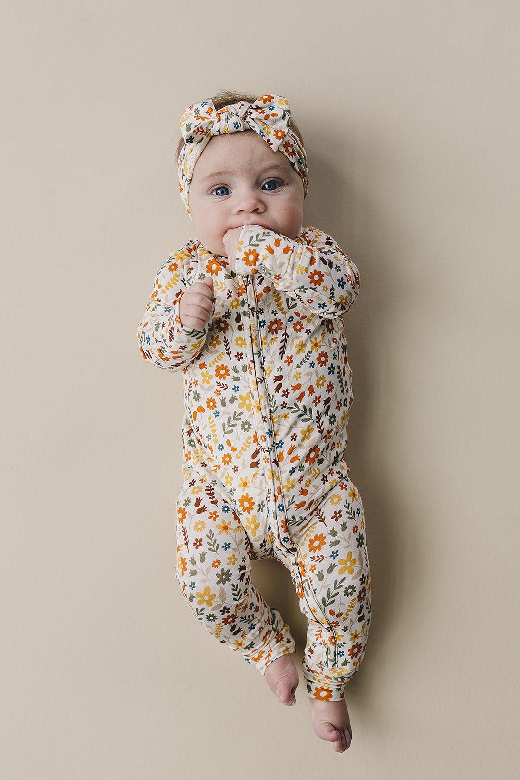 Bamboo Zip Romper | Fall Flowers