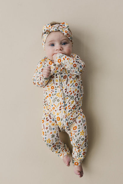 Bamboo Zip Romper | Fall Flowers