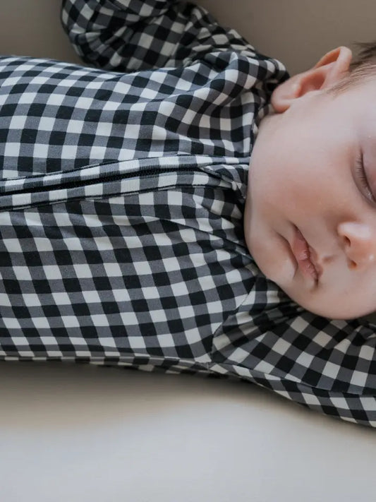 Black Gingham Bamboo Zip Pajamas