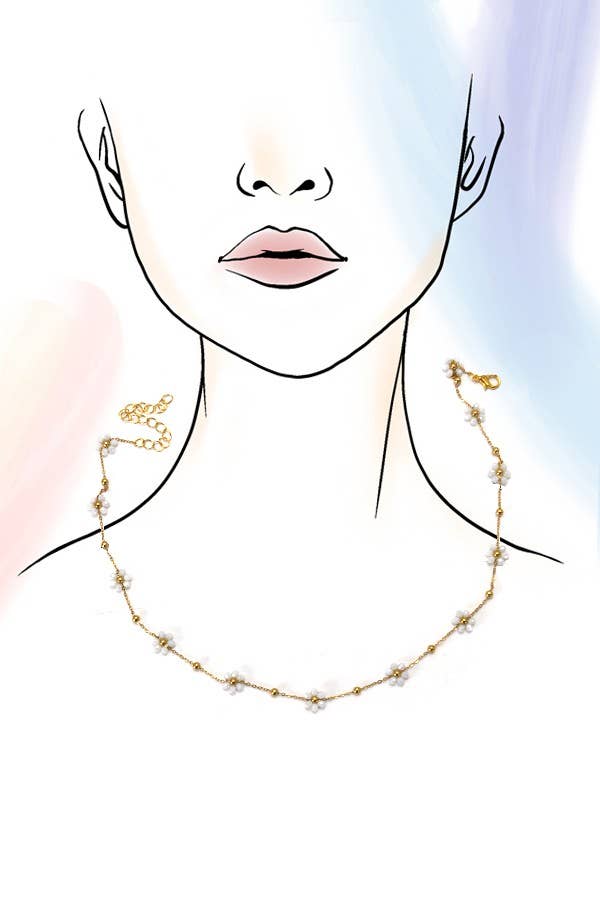 Beaded Flower Necklace - Multi