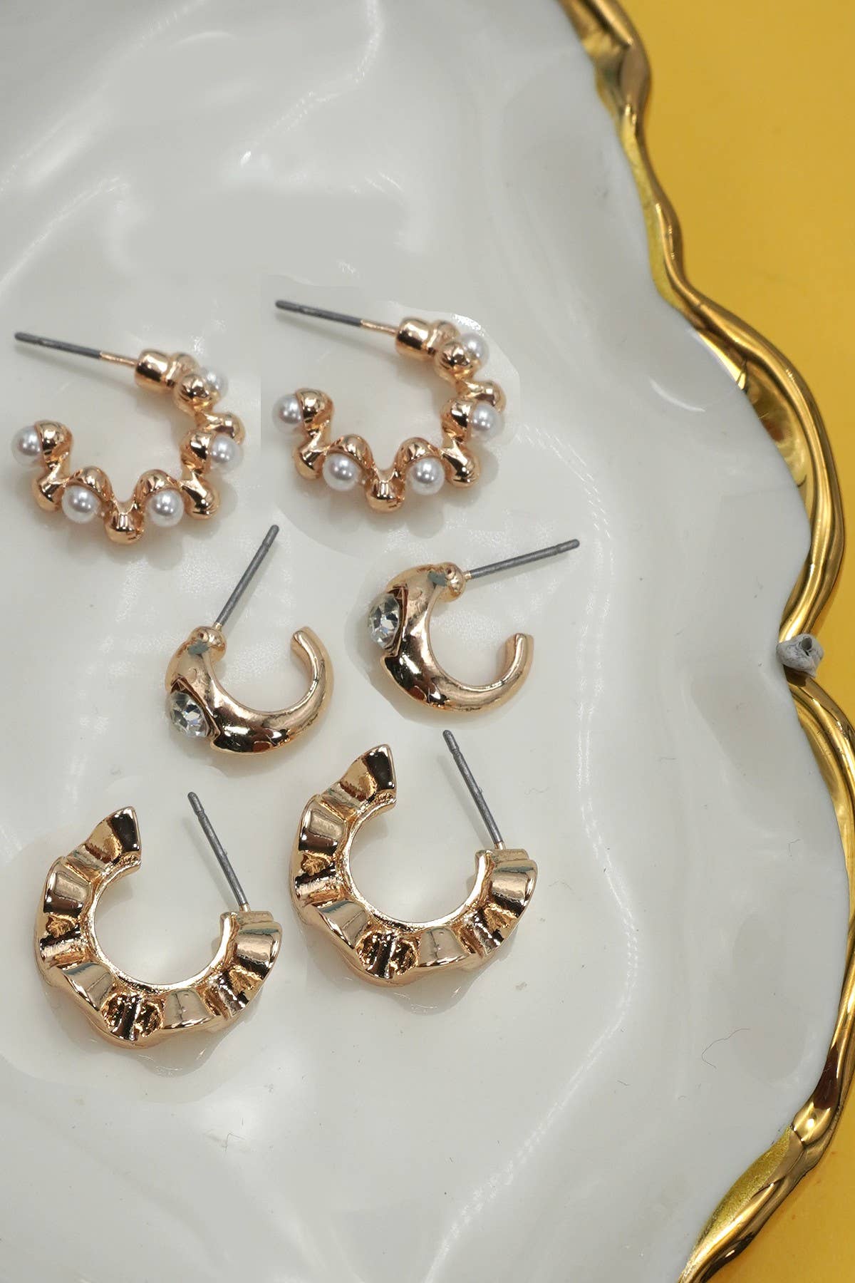 Classic Pearl Hoop Set - Gold