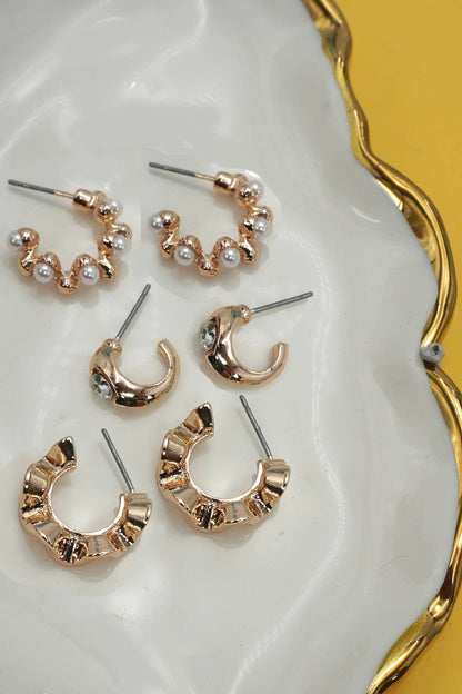 Classic Pearl Hoop Set - Gold