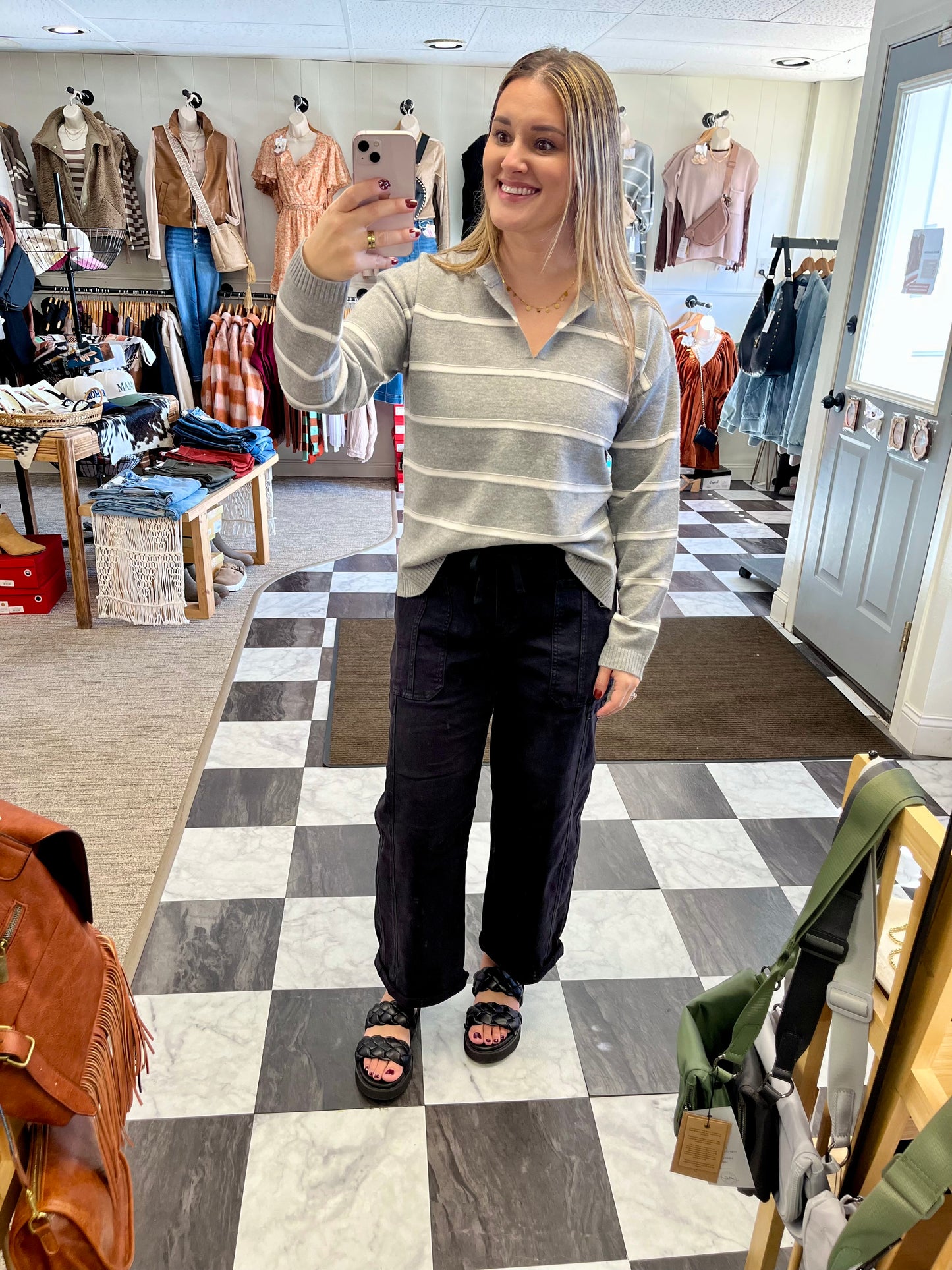 Lana Striped Sweater - Gray