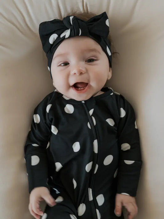 B&W Polka Dots Bamboo Zip Pajamas