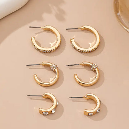 Crystal Huggie Hoop Trio Set - Gold