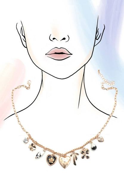 Pearl Charm Necklace - Gold