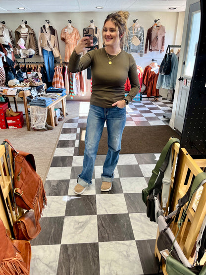 Evie Long Sleeve - Olive Green