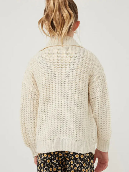 Collared Knit Jacket - Cream