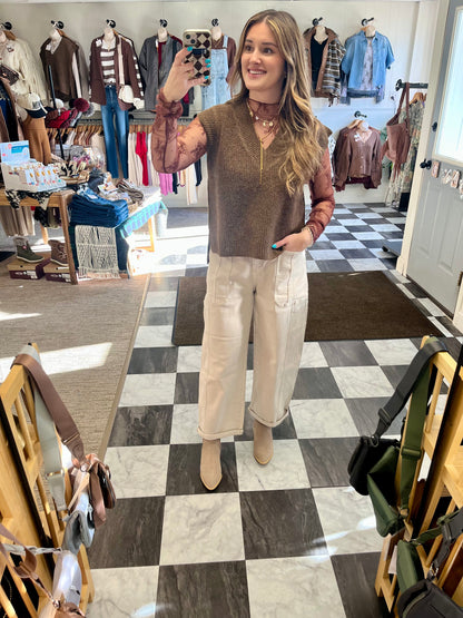 Nola Lace Long Sleeve - Brown