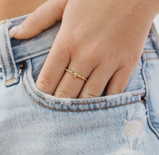 18K Gold Cross Ring