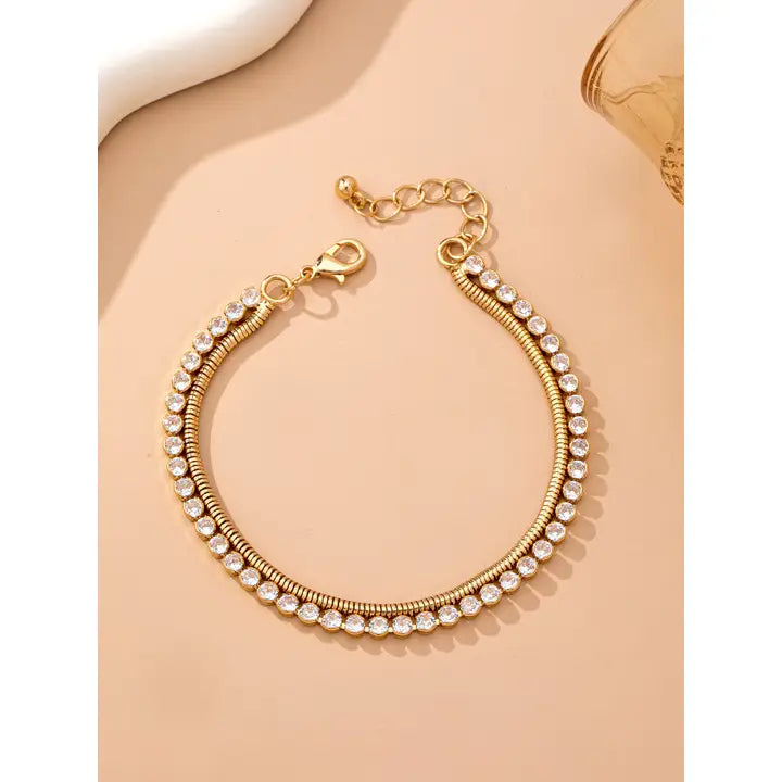 Double Snake Chain Bracelet - Gold