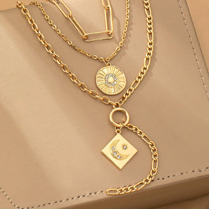 Multi Layer Celestial Pendant Necklace