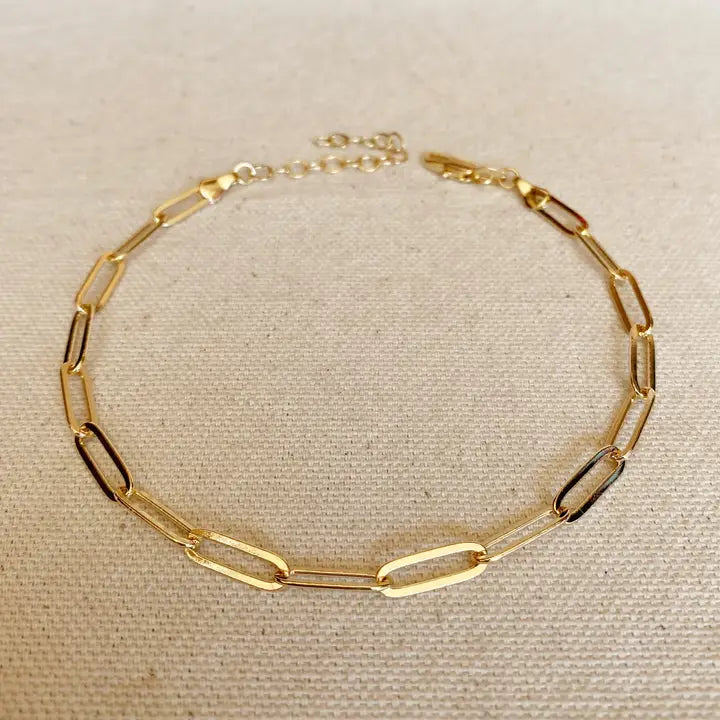 Classic Paperclip Anklet - 18k Gold Filled