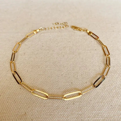 Classic Paperclip Anklet - 18k Gold Filled