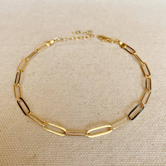 Classic Paperclip Anklet - 18k Gold Filled
