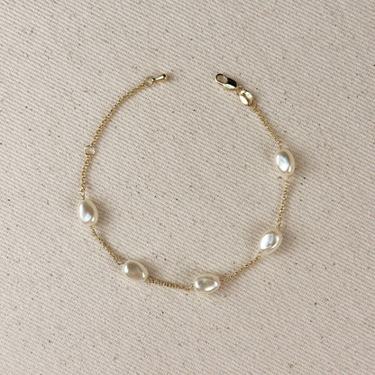 Spaced Baroque Pearl Bracelet - 18k Gold