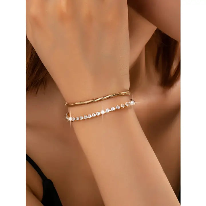 Double Snake Chain Bracelet - Gold