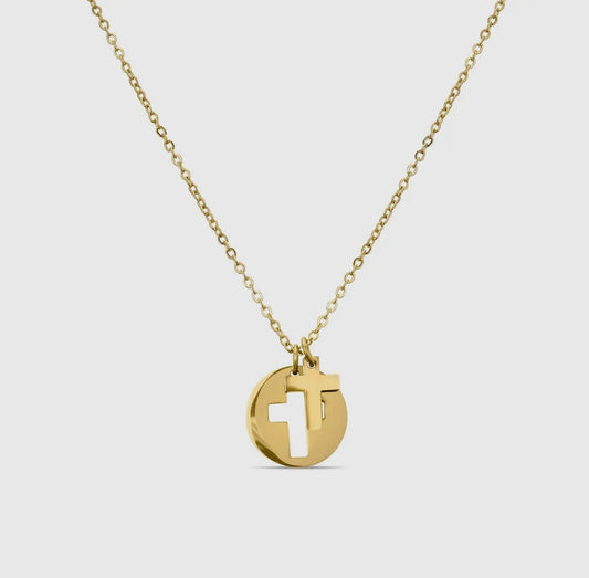 Cut Out Cross Necklace - Gold