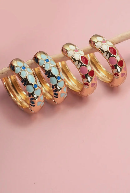 Flower Hoop Earrings - Pink