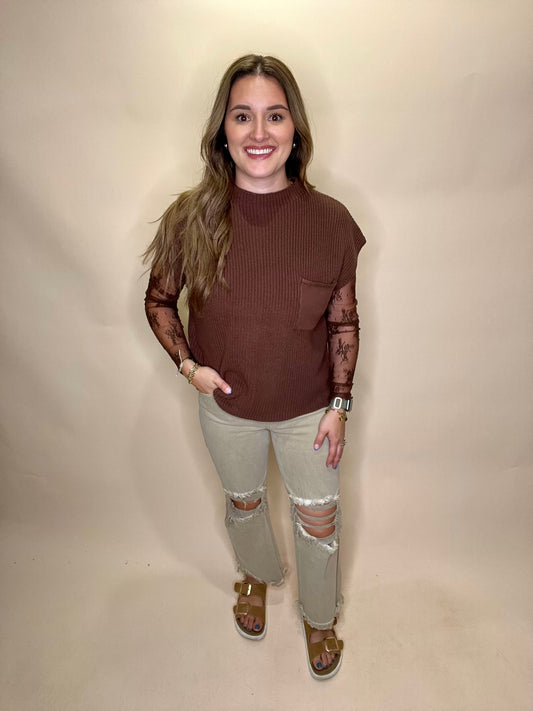 Dahlia Short Sleeve Sweater - Mocha