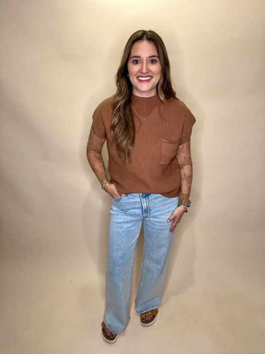 Dahlia Short Sleeve Sweater - Camel
