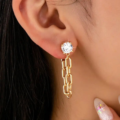 Crystal Stud Hoop & Drop Earrings - Gold