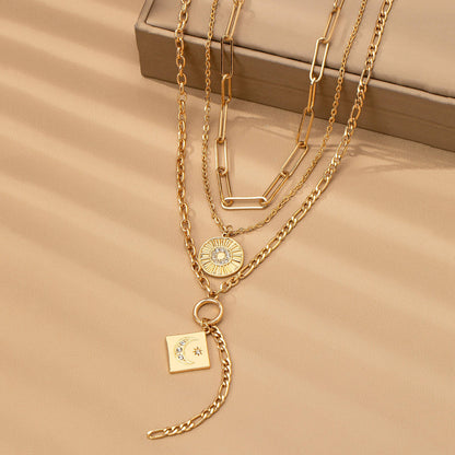 Multi Layer Celestial Pendant Necklace