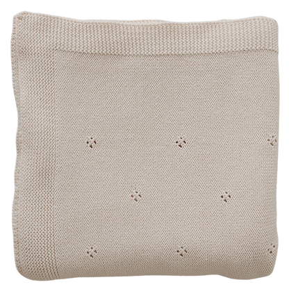 Oatmeal Pointelle Knit Blanket