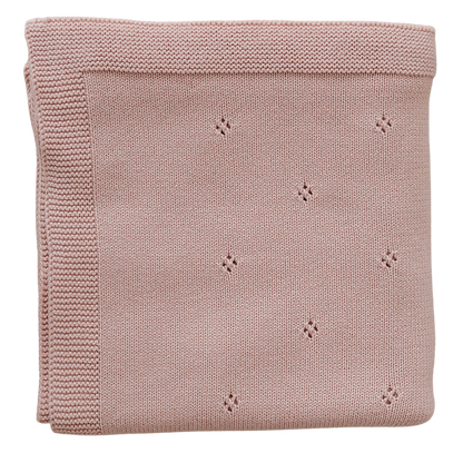 Blush Pink Pointelle Knit Blanket