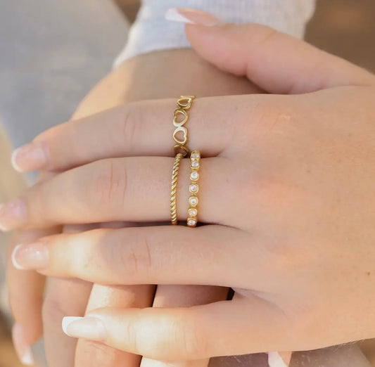 18K Gold Beaded Ring