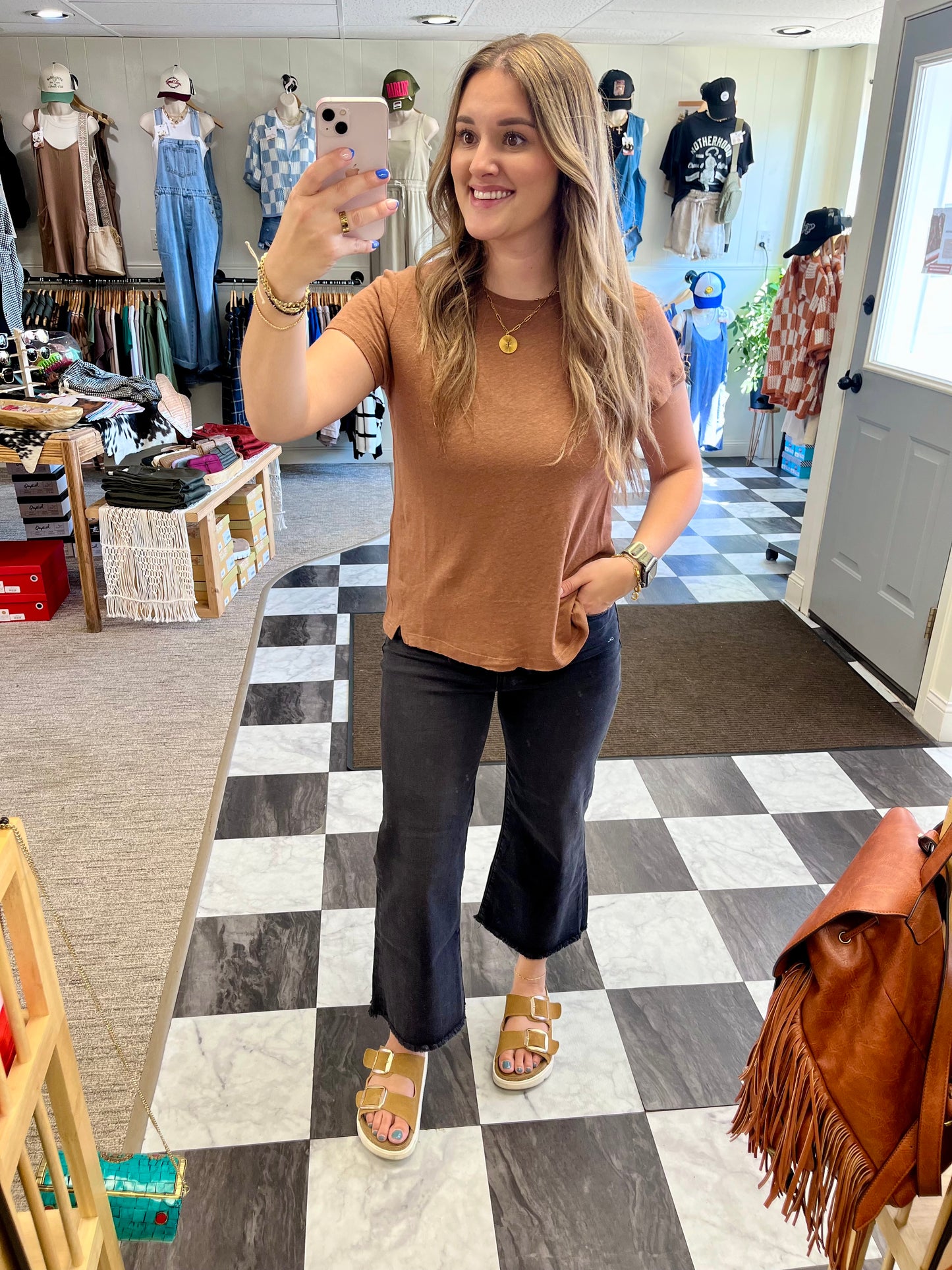 Lindy Linen Tee - Clay Brown