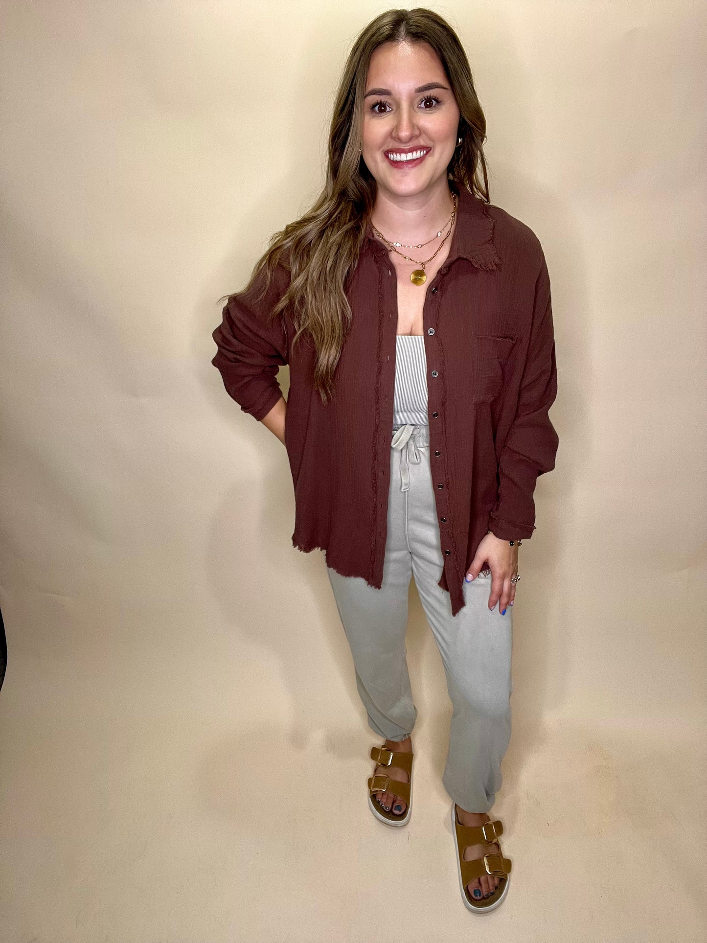 Tillie Button Up - Brown