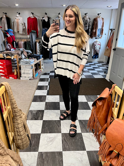 Camille Sweater - White/Black
