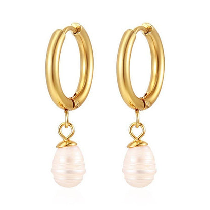 Dangling Pearl Earrings - Gold