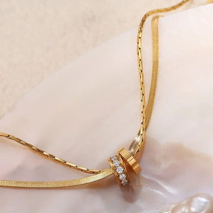 Layered Eternal Circle Necklace - Gold