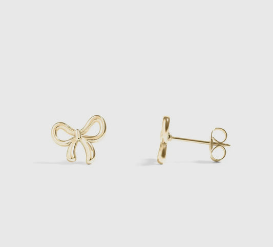 18K Gold Bow Stud Earrings