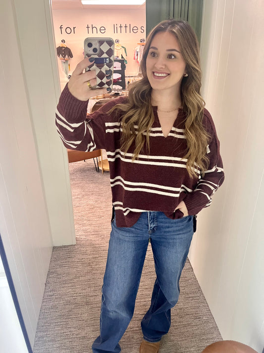 Lana Striped Sweater - Chestnut