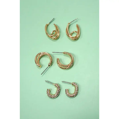Trio Rhinestone Huggie Set