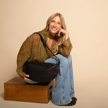 Callie Handcrafted Leather Sling Bag - Black