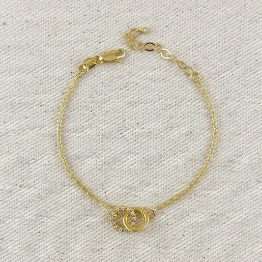Linked CZ Bracelet - 18k Gold