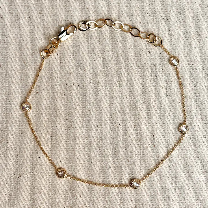CZ Bezel Bracelet - 18k Gold Filled